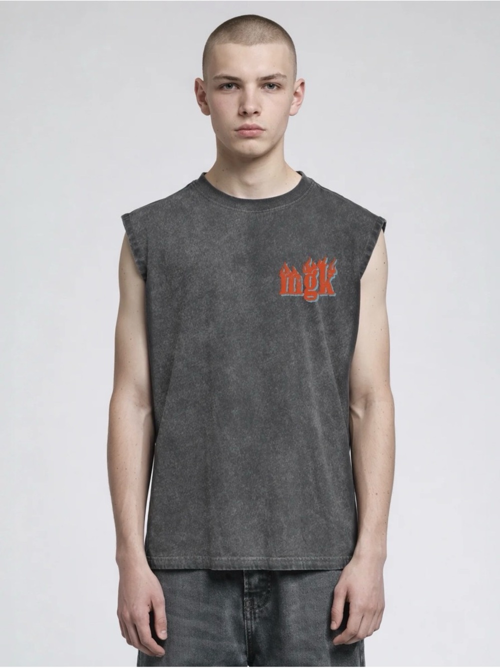 Machine Gun Kelly MGK Men's Black Mineral Washed Muscle Tee